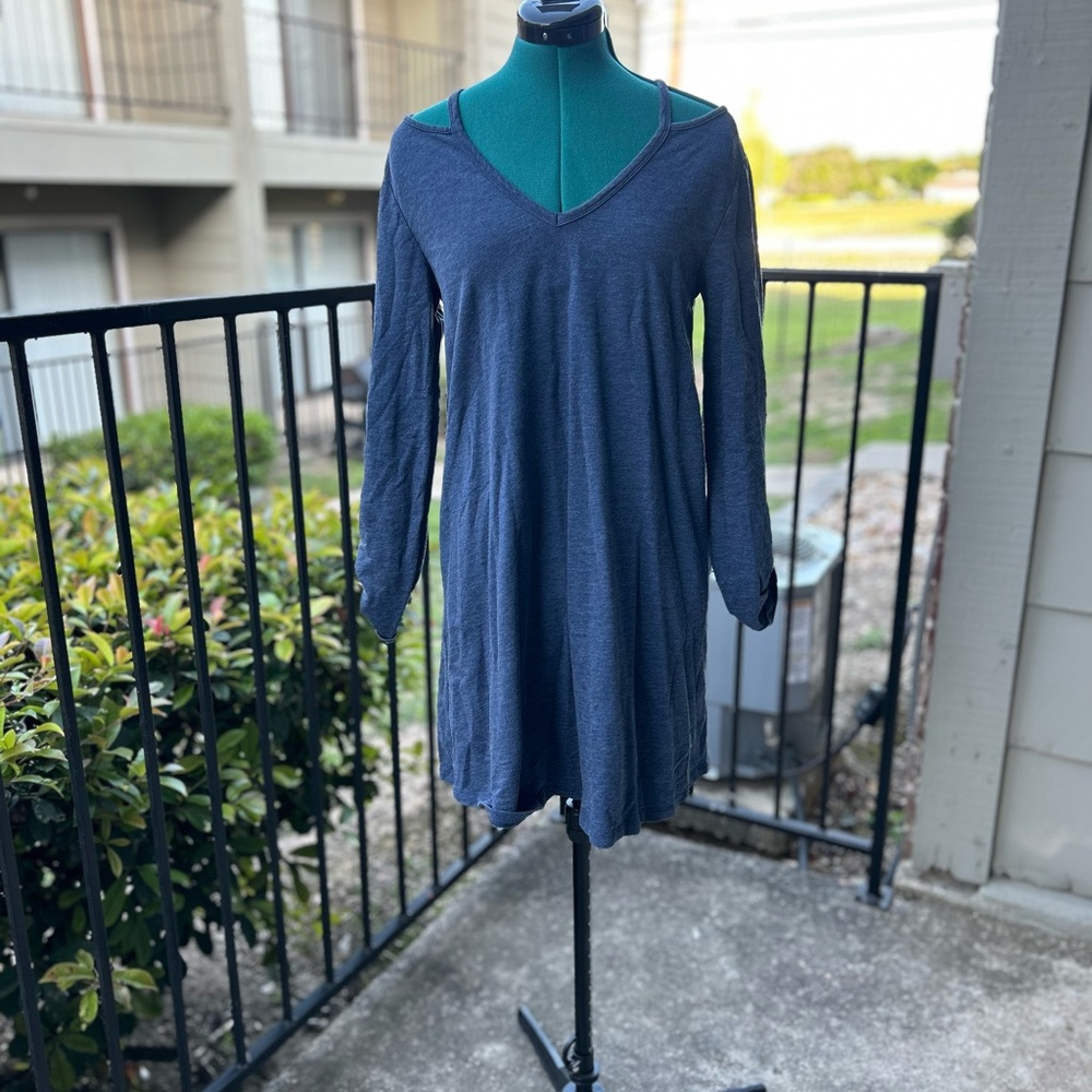 Z Supply Blue V-Neck Long Sleeve Sundress
